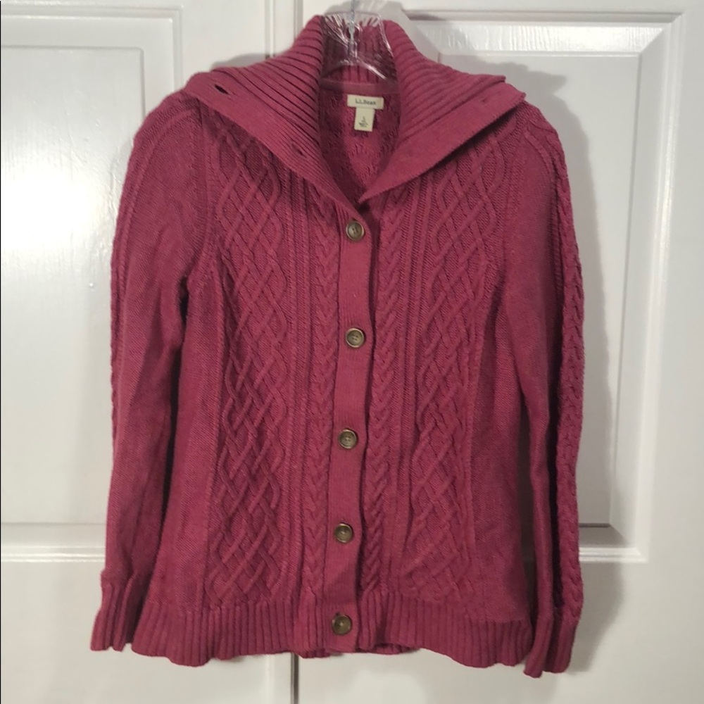 LL Bean Pink Button Up Sweater